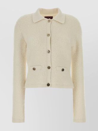 Gucci textured knit cardigan with collar and sleeves