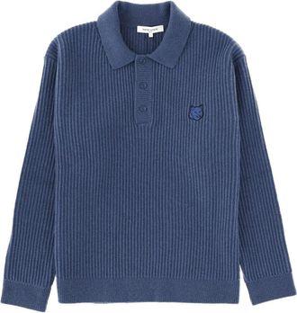 Maison Kitsun&eacute; Long-Sleeved Polo Shirt-Uomo