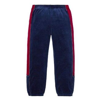SUPREME FW18 Velour Track Pant Navy Velvet Long Pants Casual Pants Unisex Navy Blue SUP-FW18-245
