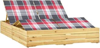 vidaXL Tumbona Doble Y Cojines Madera De Pino Impregnada Vidaxl