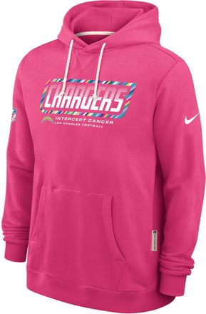 Nike Los Angeles Chargers Crucial Catch Sideline Standard Issue Nike Mens Dri-FIT NFL Pullover Hoodie in Pink | 03AZ68XZUH-F9R