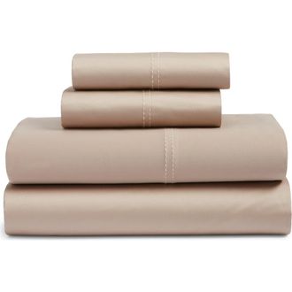 Nordstrom 400 Thread Count Organic Cotton Sateen Sheet Set in Tan Thread at Nordstrom, Size King