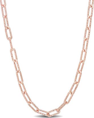 Amour 3.5mm Fancy Paper Clip Chain Necklace In Rose Plated Sterling Silver, 16 In