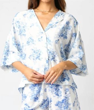 Olivaceous Alexis Top In Blue/white