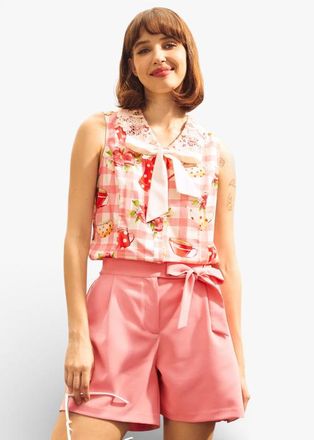 ModCloth Tea Time Cutie Top in Strawberry Teacake at Nordstrom, Size X-Small