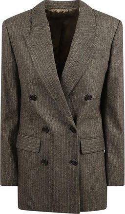 Isabel Marant Blazers, female, Brown, XS, Striped Wool Blend Suit Jacket