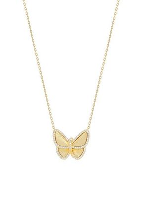 Bony Levy Icon Pav&eacute; Diamond Butterfly Pendant Necklace in 18K Yellow Gold at Nordstrom