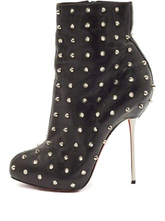 Christian Louboutin 95mm Big Lips spiked leather boots - women - Leather/Leather/Leather - 38.5 - Black
