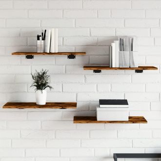 vidaXL Mensole Parete 4pz Rovere Fumo 60x30x1,5 Cm Legno Multistrato - Vidaxl