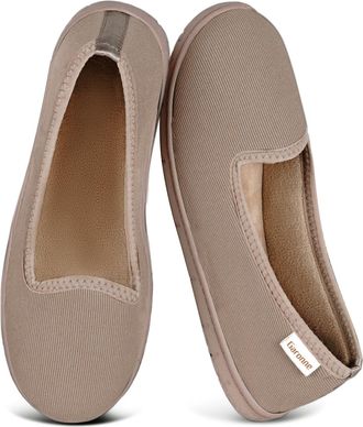 Garonne Womens Memory Foam Slippers, Womens Non-Slip Slippers for Bedroom, Indoor/Outdoor, Dark Beige, 5.5 UK