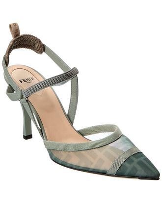 Fendi Colibri Lite FF Mesh & Leather Slingback Pump