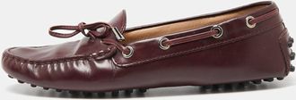 Tod's Tods Burgundy Leather Bow Slip-On Loafers