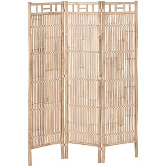 Beliani 3 Panel Room Divider Light Brown Bamboo Natural Wood Partition Japandi Organic Screen Bedroom Screen CEFALU