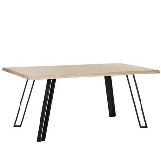 Beliani Beliani - Mesa De Comedor Madera Clara 180 X 85 Cm Patas De Metal Negro Cocina Graham