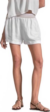 Elan Callie Elastic Waistband Shorts In White
