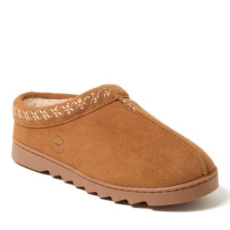 Dearfoams Womens Doreen Genuine Suede Clog Slipper With Embroidery