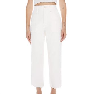 Mother Patch Pocket Private Ankle Fray Pant In Cream Puffs
