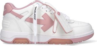 Off-white Rounded Toe Lace-Up Sneakers with Iconic Off-White Details