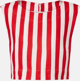 Poss&eacute; Crop top Martina de lino a rayas