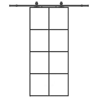 Berkfield Home Sliding Door with Hardware Set Black 90x205 cm ESG Glass