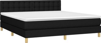 vidaXL Vidaxl - Cama Box Spring Con Colch&oacute;n Tela Negro 180x200 Cm