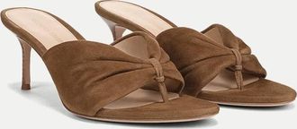 Veronica Beard Womens Tullia Suede Mid-Heel Sandals In Chestnut