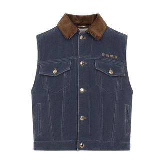 Miu Miu Dames, Jassen, Blauw, Maat: XS Denim