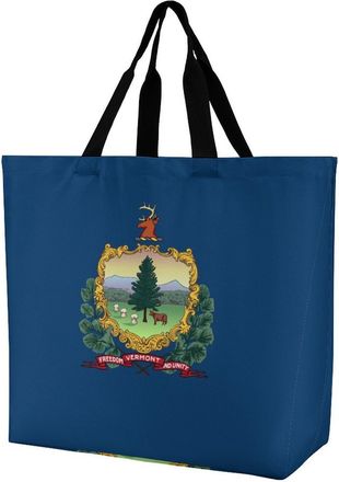 Generic Vermont State Flag Reusable Shopping Bags One Shoulder Grocery Tote Bag Waterproof Big Purse for Work Travel