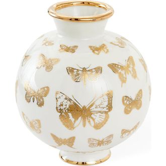 Jonathan Adler Botanist Round Butterfly Vase in White /Gold at Nordstrom