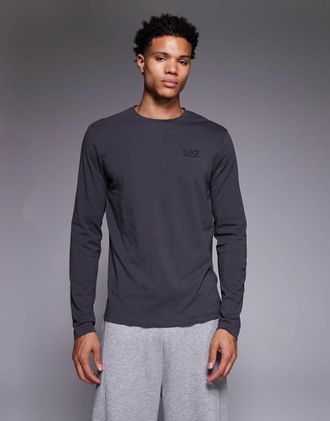 Emporio Armani Armani - EA7 Train Core - T-shirt a maniche lunghe grigio antracite con logo