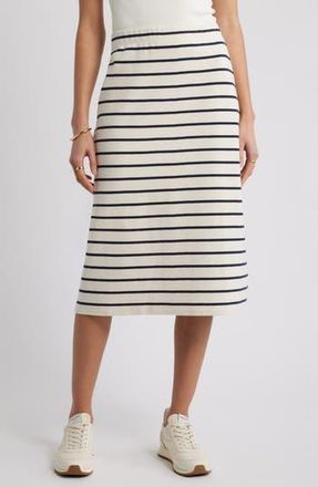 Caslon Stripe Knit Midi Skirt in Ivory Navy Gentry Stripe at Nordstrom Rack, Size X-Small