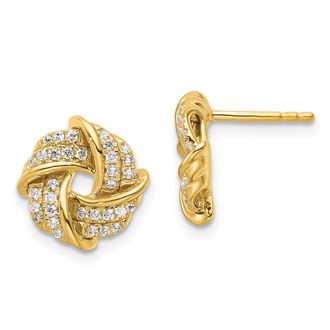 Diamond2Deal 14k Yellow Gold 1/3 ct Lab Grown Diamond Love Knot Stud Earrings VS Clarity, G-H Color