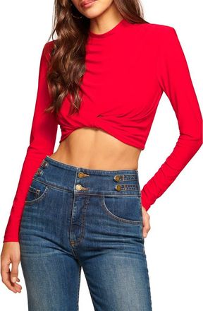 Ramy Brook Jolie Ruched Mock Neck Crop Top in Soiree Red at Nordstrom Rack, Size X-Small