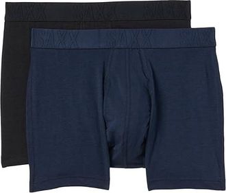 Saxx Underwear Droptemp Cooling Cotton Boxer Brief Fly 2-Pack Mens Underwear Dark Ink/Black : XS, Modal/Elastane/Cotton