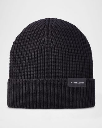 Canada Goose Men & apos;s Wordmark Rib-Knit Toque Beanie Hat