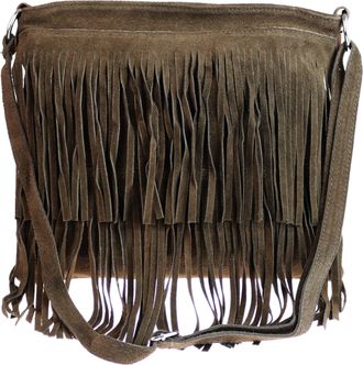 Girly HandBags Womens Large Genuine Suede Fringe Shoulder Bag Crossbody Slouch Elegant - Coffee