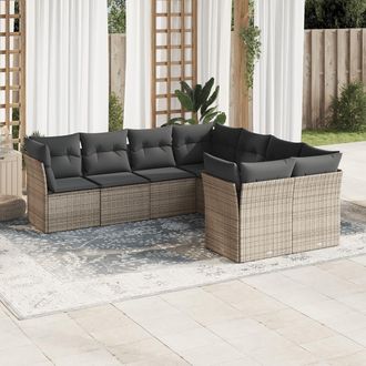 vidaXL Vidaxl - Set De Sof&aacute;s De Jard&iacute;n 8 Pzas Y Cojines Rat&aacute;n Sint&eacute;tico Gris