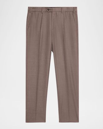 Giorgio Armani Men & apos;s Sharkskin Wool Flat-Front Trousers
