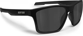 Bertoni Sport Polarized Sunglasses for Men Women in TR90 100% UV Block mod. Fulvio (Matt Black - Polarized Smoke Lenses)