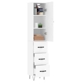 Berkfield Home Highboard White 34.5x34x180 cm Engineered Wood