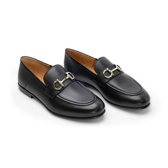 Ferragamo Gancini-Detail Leather Loafer - Black