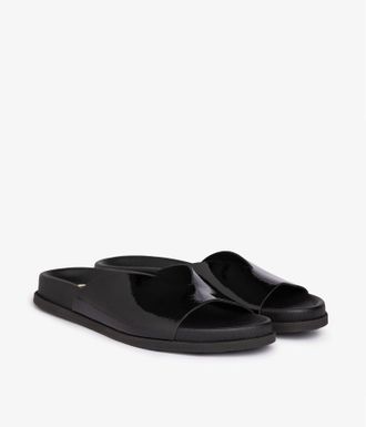 Pedro Garcia Flat slide in black patent leather | Deva | SS25