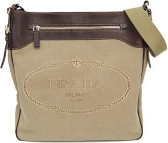 Prada Tweedehands leren schoudertassen - Dames - Vintage Schoudertas - Beige - ONE Size - Leer - Vintage
