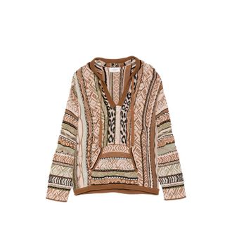 Laneus Patterned Knitted Hoodie