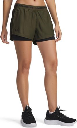 Under Armour Womens Tech Play Up 2 in 1 Shorts, (308) Expedition Green / Black / Black, XXL