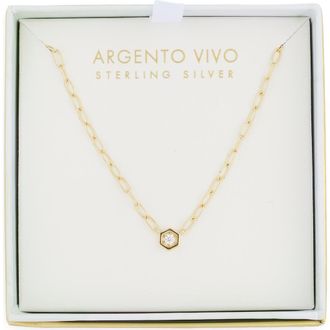 Argento Vivo Cubic Zirconia Pendant Necklace in Gold at Nordstrom Rack