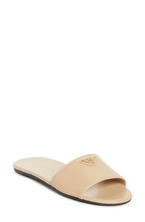 Prada Logo Slide Sandal in Sabbia at Nordstrom, Size 10.5Us