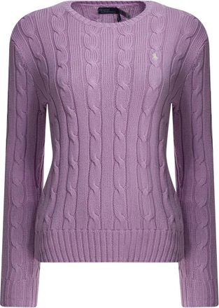 Polo Ralph Lauren Truien & Vesten, Dames, Paars, S, Katoen, Julianna Cable Knit Crewneck Sweater