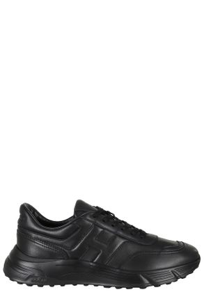 Hogan Black Hyperlight Smooth Leather Rubber Sole Leather Sneakers