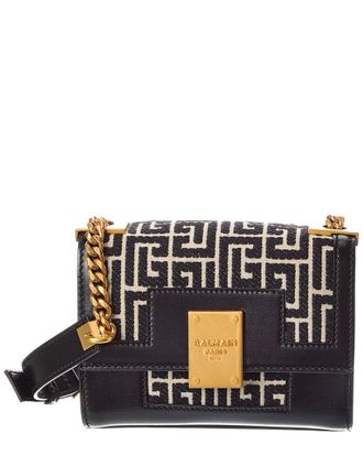 Balmain Small Canvas & Leather Shoulder Bag